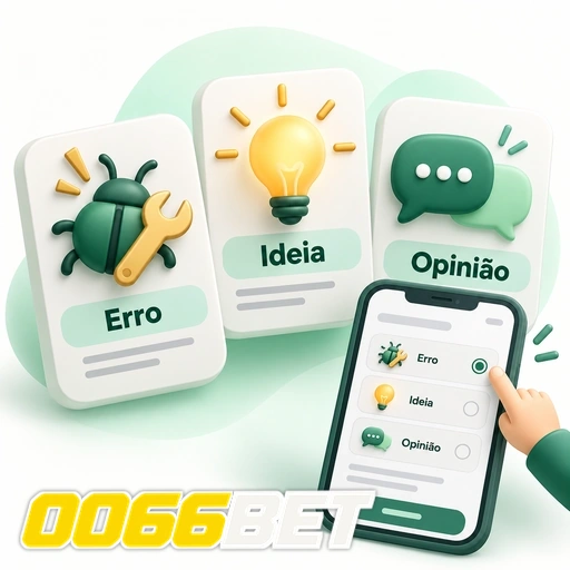 0066BET — ilustração das categorias de feedback: erro, ideia e opinião