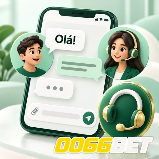 0066BET — ilustração de conversa de suporte no celular com atendente e headset