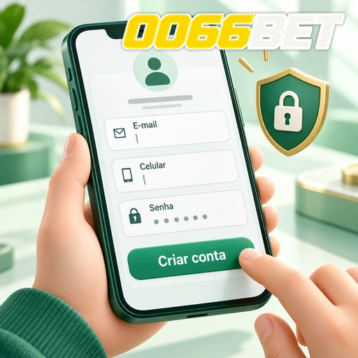 0066BET — ilustração de preenchimento de formulário para criar uma conta no celular