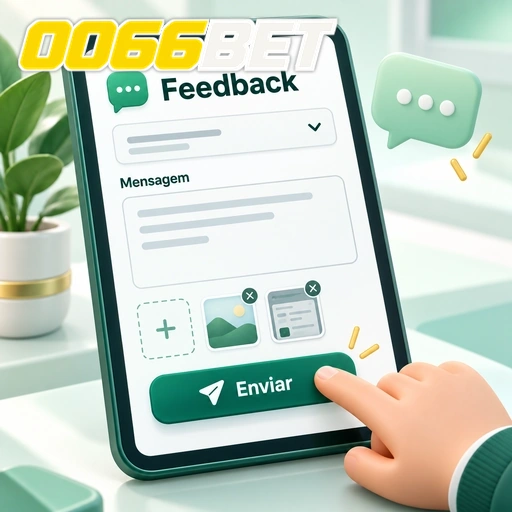 0066BET — ilustração de formulário de feedback com campo de mensagem e botão de envio