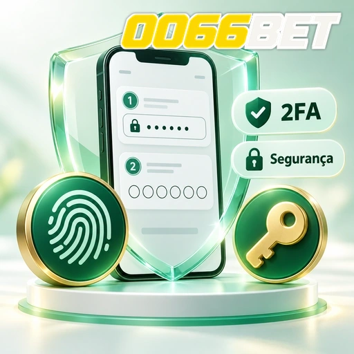 0066BET — ilustração de segurança da conta com autenticação em duas etapas, impressão digital e chave